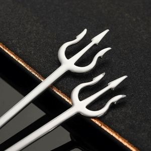 304 Stainless Steel Fruit Set High-End Titanium Plated Sea King Skewer Creative Home <b>Dessert</b> <b>Fork</b> Spoon Storage Tube - Product Image 4