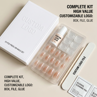Juego de Uñas Postizas Minimalistas Transparentes en Degradado Nude, 24 Piezas, Núcleo Marrón Cálido Translúcido, Borde Cristalino Brillante, Venta al Por Mayor OEM