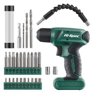 Hi-Spec 8V Lithium-ion <b>Rechargeable</b> Cordless Drill Electric Screwdriver Set For Home DIY Use - Product Image 1