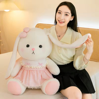 Haute qualité lapin en peluche cheveux longs doux lapin poupée Kawaii robe florale japonais doux lapin oreiller