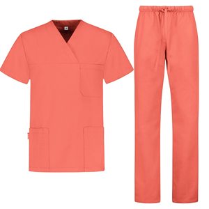 Unisex Navy Blue Scrub Set Short Sleeve V Neck Top And Pants For Medical Workwear Hospital Uniforms - Product Image 3