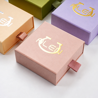 Boîte à tiroir en papier de luxe personnalisée anti-poussière avec fermeture à glissière carrée 9*9*3CM pour emballage de bijoux et petits accessoires