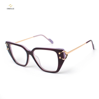 Montura de Gafas Ópticas de Acetato Premium, Ligeras y Duraderas, para Hombre y Mujer, con Lentes Transparentes, Lista para Usar