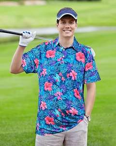 เสื้อโปโลสำหรับผู้ชายแห้งเร็ว, เสื้อถักลายทางผ้าถักแขนสั้นมีปก - Product Image 3