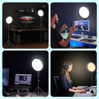 Luz de tecla de Panel suave redonda profesional con difusor incorporado y pantalla LCD para fotografía de maquillaje de vídeo de juego Luz de vídeo led
