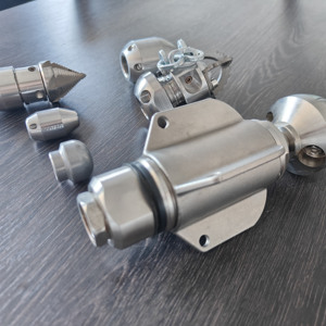 Amjet thép không gỉ Turbo Quay vòi phun thiết lập làm sạch 50-600mm Đường kính ống tùy chỉnh giao diện để làm sạch đường ống thoát nước. - Product Image 6