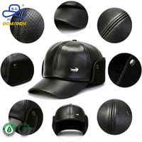 Gorra de Béisbol de Piel Sintética con Logotipo Personalizado BAE SHIOW, Orejeras Plegables, Gorro Cálido de Invierno para Venta al Por Mayor OEM