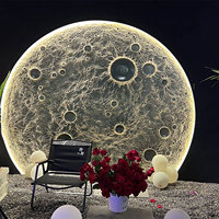 Lampe Murale LED 3D en Relief Forme Lune, Style Minimaliste Moderne en Résine avec Abat-jour en Aluminium, Commande par Interrupteur Mural, Idéale pour Bars et Ambiance Décorative
