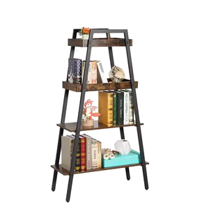 Étagère de rangement robuste à 4 niveaux en métal doré, grande capacité, design industriel, bibliothèque haute pour salon, cuisine, armoire - Product Image 1