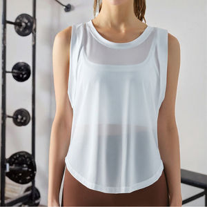 Top Deportivo Casual sin Mangas para Mujer, Color Blanco, para Correr o Gimnasio, Nuevo, Transpirable, Tejido, Estilo Crop - Product Image 2