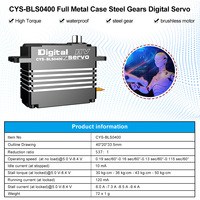 CYS-BLS0400 72г Бесщеточный сервопривод с широким диапазоном напряжения, крутящий момент 30-50 кг.см, стальные шестерни, цельнометаллический корпус для человекоподобных роботов и радиоуправляемых моделей