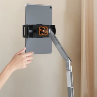 Support de tablette réglable en aluminium à bras long pour fixation sur bureau, lit ou pour prise de vue aérienne