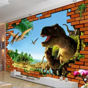 3d Custom Dinosaurus Tijger Print Kunst Vinyl Stickers Custom Hoogte Grafiek Kids Muurstickers