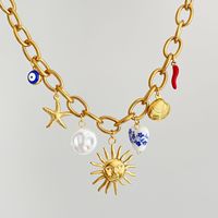 Diseño de moda Día de San Valentín Corazón Shell Cruz Fruta Flor Estrella de mar Diseño Joyería Collar con colgante de acero inoxidable