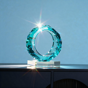 Cincin keberuntungan kristal buatan tangan yang indah tahan lama dengan ukiran Laser pesona bersinar untuk berkah dan dekorasi rumah Modern mewah - Product Image 4