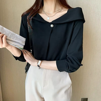 Vente en gros de chemisiers en mousseline de soie blanche à manches longues et col en V pour femmes, tops pour femmes, blusas mujer de moda, chemisiers femme OEM, chemises D620