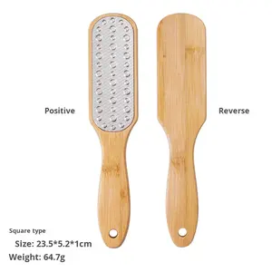 Nuevo depurador de <span class=keywords><strong>pies</strong></span> de piel muerta de acero inoxidable, <span class=keywords><strong>Lima</strong></span> de pie de bambú Natural de doble cara, removedor de callos, almohadilla de papel de lija 80 # - Product Image 5