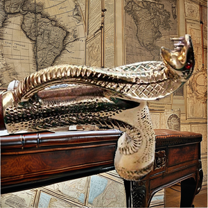 Bastón de madera pulida hecho a mano estilo náutico vintage antiguo con mango sólido de cobra y patrón de naturaleza muerta, ajustable, ideal para regalo. - Product Image 2