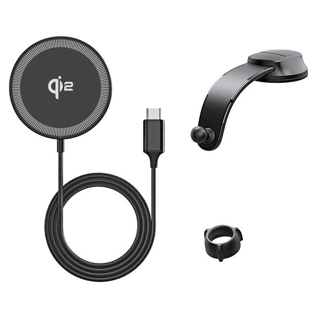 DUZZONA V4 Qi2 15W Magnetic Wireless Charger Suction Cup Car Fast Charging Phone Holder for iPhone Samsung Series