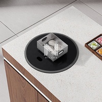 4545 Mini rond caché 304 acier inoxydable RV évier de cuisine robinet noir Nano acrylique couverture tasse rondelle cascade éviers de cuisine
