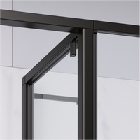 Cabine de douche d'angle moderne pour appartement, avec cadre en acier inoxydable brossé, double porte coulissante en verre de 8 mm d'épaisseur, pour usage hôtelier, Baide
