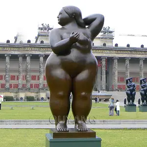 QUYANG Modern Decorative Outdoor Garden Large Famous Fernando Botero Naked Woman Bronze Fat Lady Art Abstract Sculpture