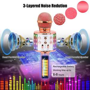 Draadloze Karaoke Microfoon Handheld Draagbare Speaker Home Ktv Speler Met Dancing Led Verlichting Record Functie Voor Kinderen - Product Image 3