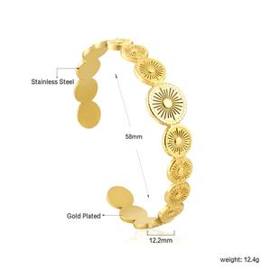 Bracelet jonc personnalisé en acier inoxydable plaqué or 18 carats, poli, creux, style italien, bijoux de mode pour femmes, vente en gros - Product Image 4