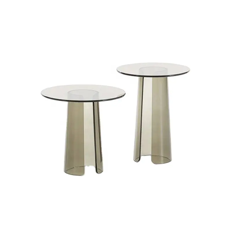 공장 이탈리아 디자인 강화 유리 수조 아크릴 스탠드 커피 테이블 북유럽 현대 라운드 세련된 티 테이블