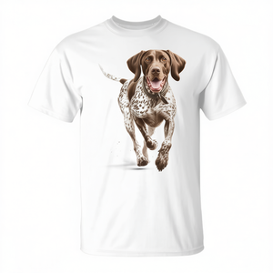Camiseta para correr con estampado de perro de raza German Shorthaired Pointer, blanca, unisex, para adultos, cuello redondo, manga corta, impresión digital - Product Image 3