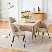 Chaises de salle à manger modernes et confortables en velours, chaises d'appoint sans accoudoirs rembourrées avec pieds en métal pour cuisine et salon