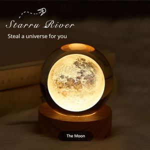 Boule de cristal astronaute planète 3D gravure laser système solaire diode électroluminescente personnalisée veilleuses pour enfants - Product Image 3
