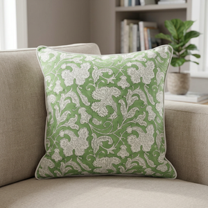 Ridhi Sage Green Floral Block Print Cotton Throw Pillow Covers Decorative Couch Living Room Customizable Gifts - Product Image 3