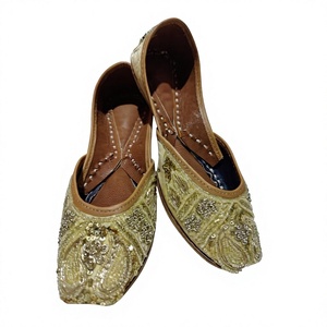 Exclusive Quality Fancy Indian Traditional Fashion Trend Genuine Cow Leather Durable Lace-up Closure Floral Pattern Shoes - Product Image 4