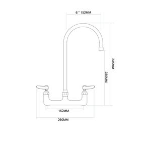 Grifo de cocina con caño flexible de latón macizo cromado, mezclador de cocina para hotel, grifo de pared de doble orificio para limpieza de fregaderos - Product Image 2