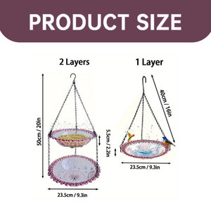Hanging Bird Feeder Birdbath Garden Decoration <strong>Hummingbird</strong> Feeder Bowl Outdoor Flower Design Bird Water Dish Bird Feeder Tool - Product Image 4