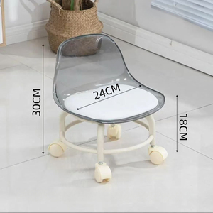 Acrylic Mini Stool &amp; <strong>Ottoman</strong> with Silent <strong>Casters</strong> and Swivel Wheels-Minimalist Design Eco-Friendly Storage - Product Image 3