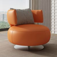 Sillón de Diseño de Alta Calidad al por Mayor, Silla Giratoria de Cuero con Base de Metal para Sala de Estar, Hotel o Villa
