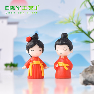 Bonne qualité Chunjun Poupée Costume <span class=keywords><strong>Couple</strong></span> Style Chinois De Mariage Décoration Paysage DIY Bonsaï Porte-clés Accessoires - Product Image 3