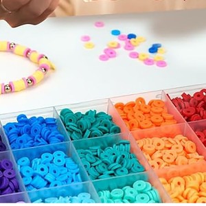 Polymer <b>Clay</b> Beads Set 6mm 48 Colors 6500 Pieces DIY Bracelet Jewelry Making <b>Kit</b> With Clasps and Charms - Product Image 3
