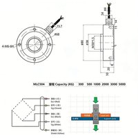 Sensor de fuerza tipo junta para precarga de tornillos MLC504, celda de carga de 5000 kg con 0.2% de precisión