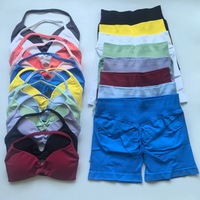 Ensemble deux pièces sans couture, résistant aux plis, en Spandex/Nylon, soutien-gorge de yoga, short de sport taille haute, pour femmes, athlétique, fitness