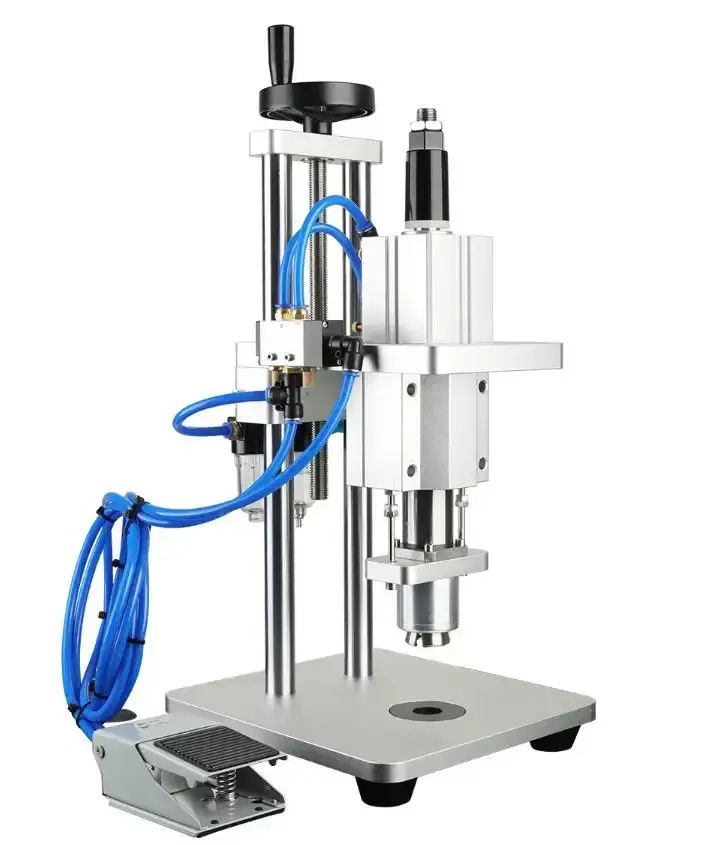 Máquina pneumática de tampa e travamento automático para garrafas de óleo essencial, 15-20 mm, para infusão de frascos