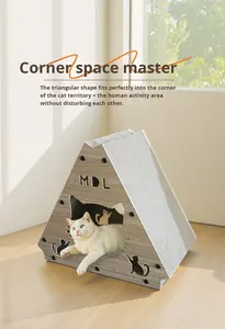 Tiragraffi per Gatti Triangolare Rinforzato e Resistente all'Usura, Giocattolo e Casa per Gatti, Grande Struttura per Riposo e Gioco - Product Image 2