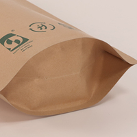 Sachet Doypack compostable et biodégradable en papier kraft brun avec feuille d'aluminium, fermeture éclair, valve, haute barrière, qualité alimentaire, soufflet de fond