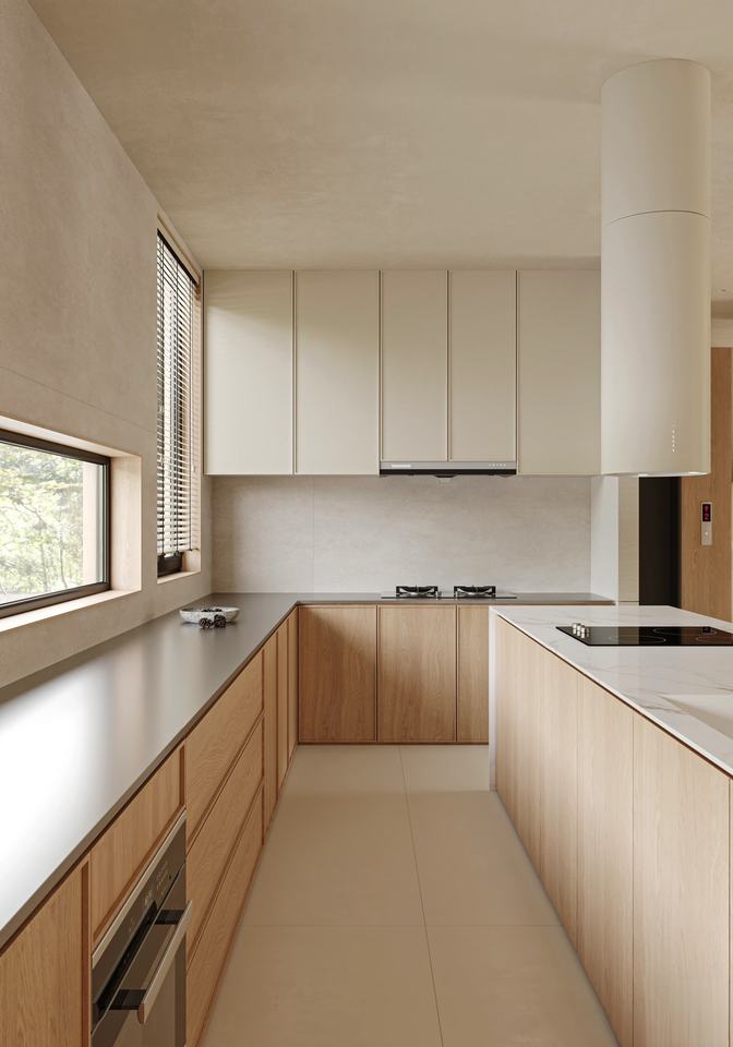 Modern Luxury Villa Modular Kitchen Island Cabinet Solid Wood Fireproof ...