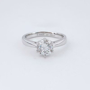 <span class=keywords><strong>Anillo</strong></span> de Diamante Cultivado en Laboratorio, Redondo, de Seis Puntas, Simple y Elegante, en Plata de Ley 925, para Compromiso, Boda, Joyería Fina para Mujer - Product Image 1