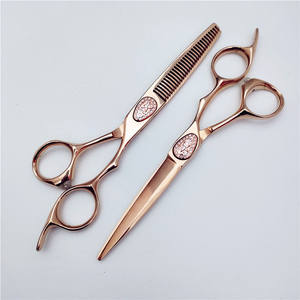 Ciseaux à cheveux Golden 440C à tête droite, ciseaux à effiler, pour usage professionnel, en acier inoxydable, finition électrophorétique - Product Image 2