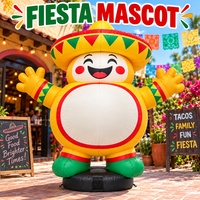 Ballon publicitaire gonflable Mascotte Fiesta Mexicaine en gros avec chapeau Sombrero et panneau publicitaire personnalisé pour la décoration de restaurants