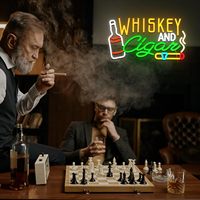 Enseigne néon LED Whisky et Cigares - Décoration murale personnalisée pour salon, bar à domicile, pub, club - 12V